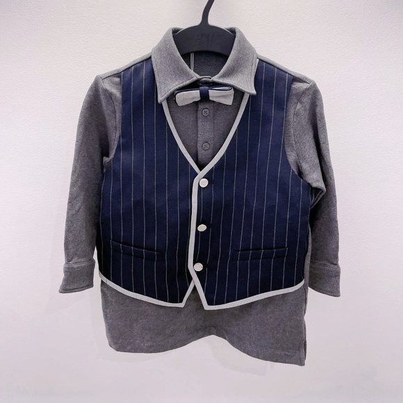 Nicolas & Bears Stripe Tuxedo Cotton Long Sleeves Shirt NEW - Picture 1 of 5
